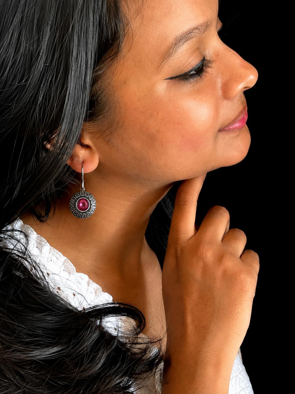 Monalisa Stone Oxidized Casual wear Earring
