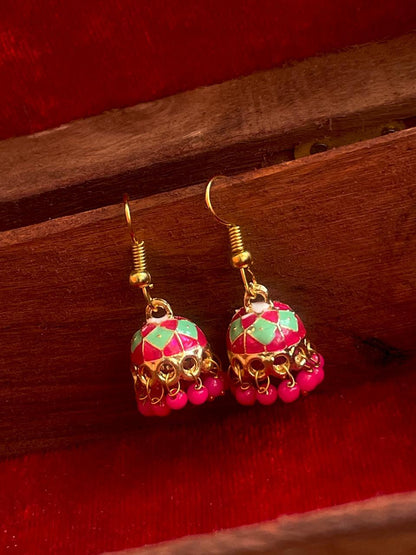 Meenakari Small Jhumki Earring (Set of 2 Pairs)