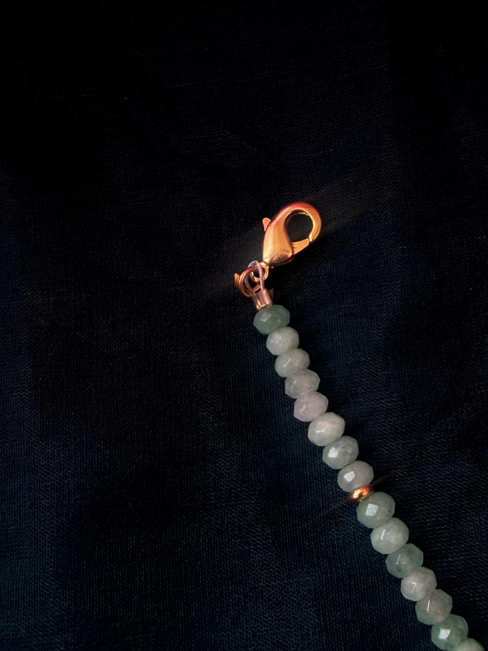 Stone Beads Golden Ring Single Layer Mala