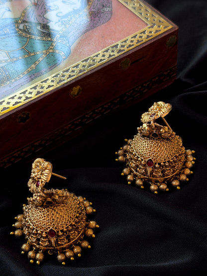 Matt Finish Golden Temple Earring