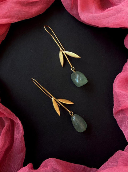 Natural Stones Golden leaf Earring