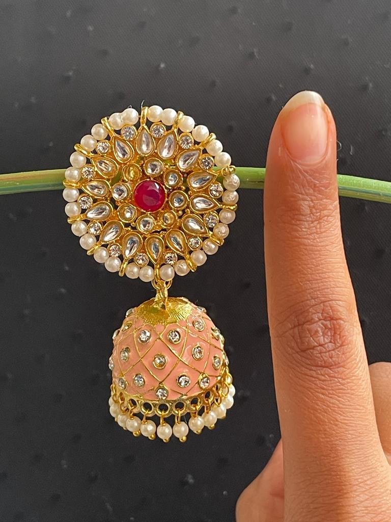 Meenakari Dome Shape Jhumka Earring