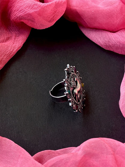 Oxidized Deer Shape Ethnic Ring