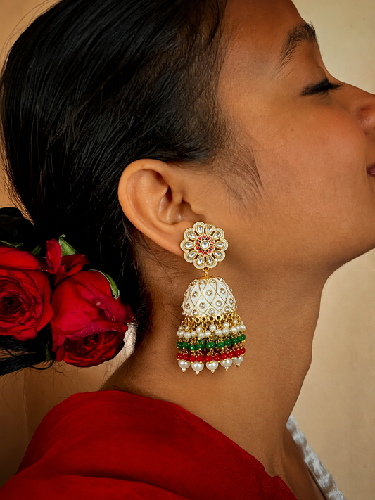 Meenakari Heavy Dome Shape Jhumka