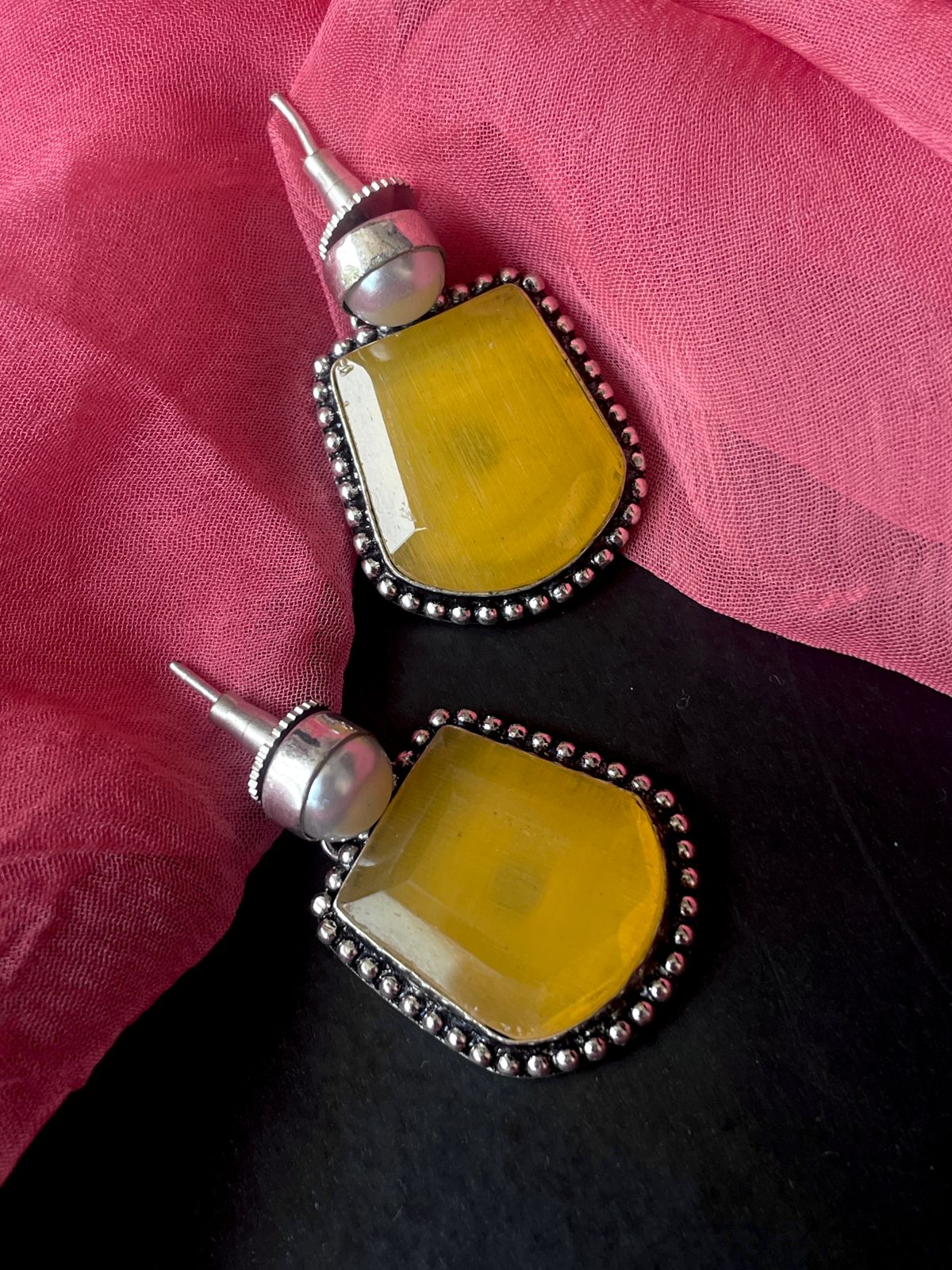 Monalisa Stone Silver Replica Earring