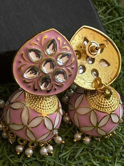 Meenakari Kundan Jhumka Earring