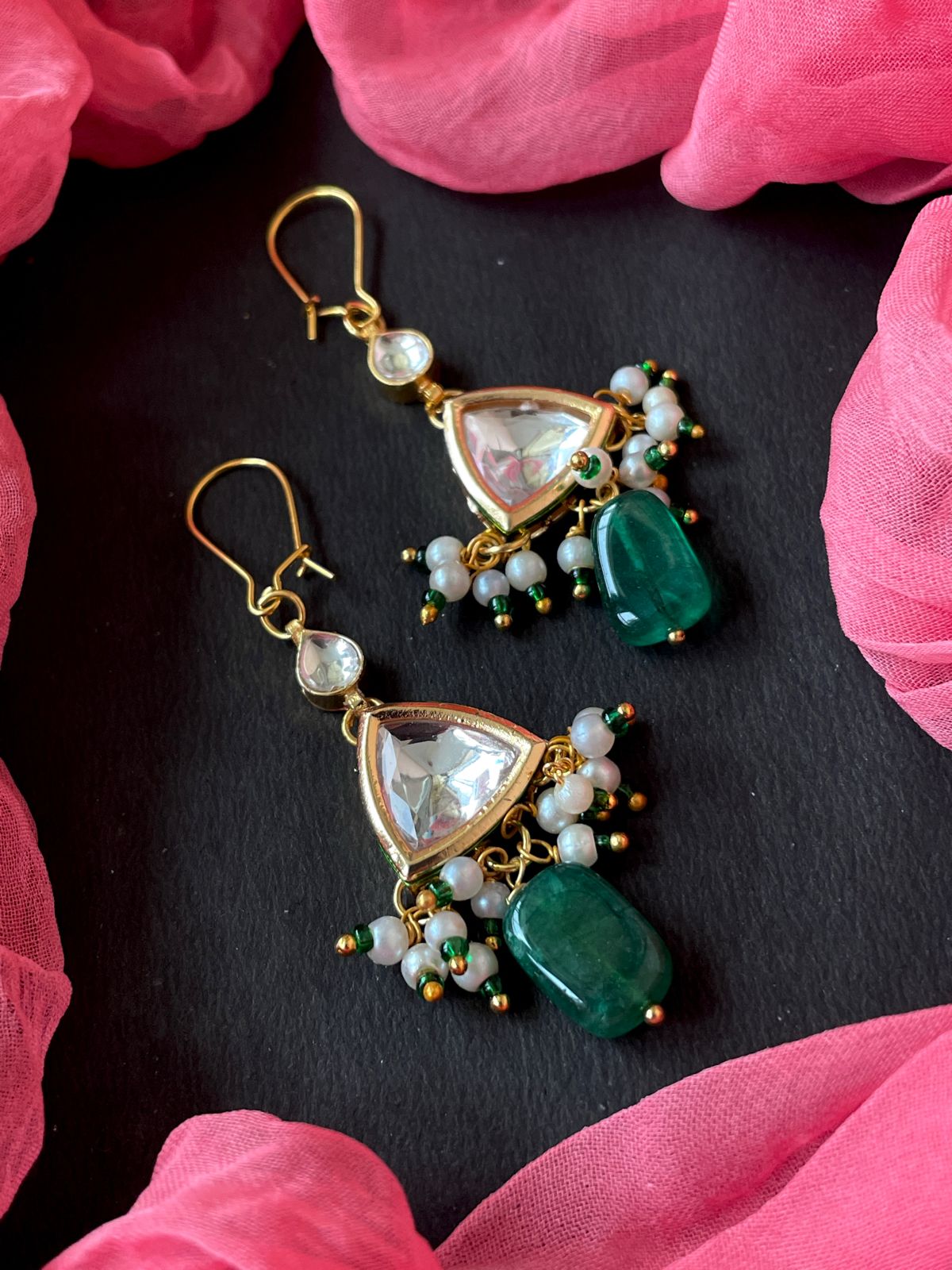 Kundan with Jade Stone Beaded Earring