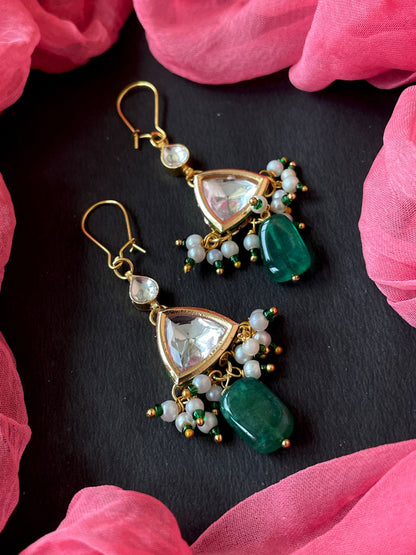 Kundan with Jade Stone Beaded Earring