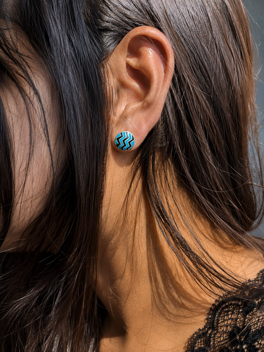 Meenakari Geometrical 92.5 Silver Stud Earring