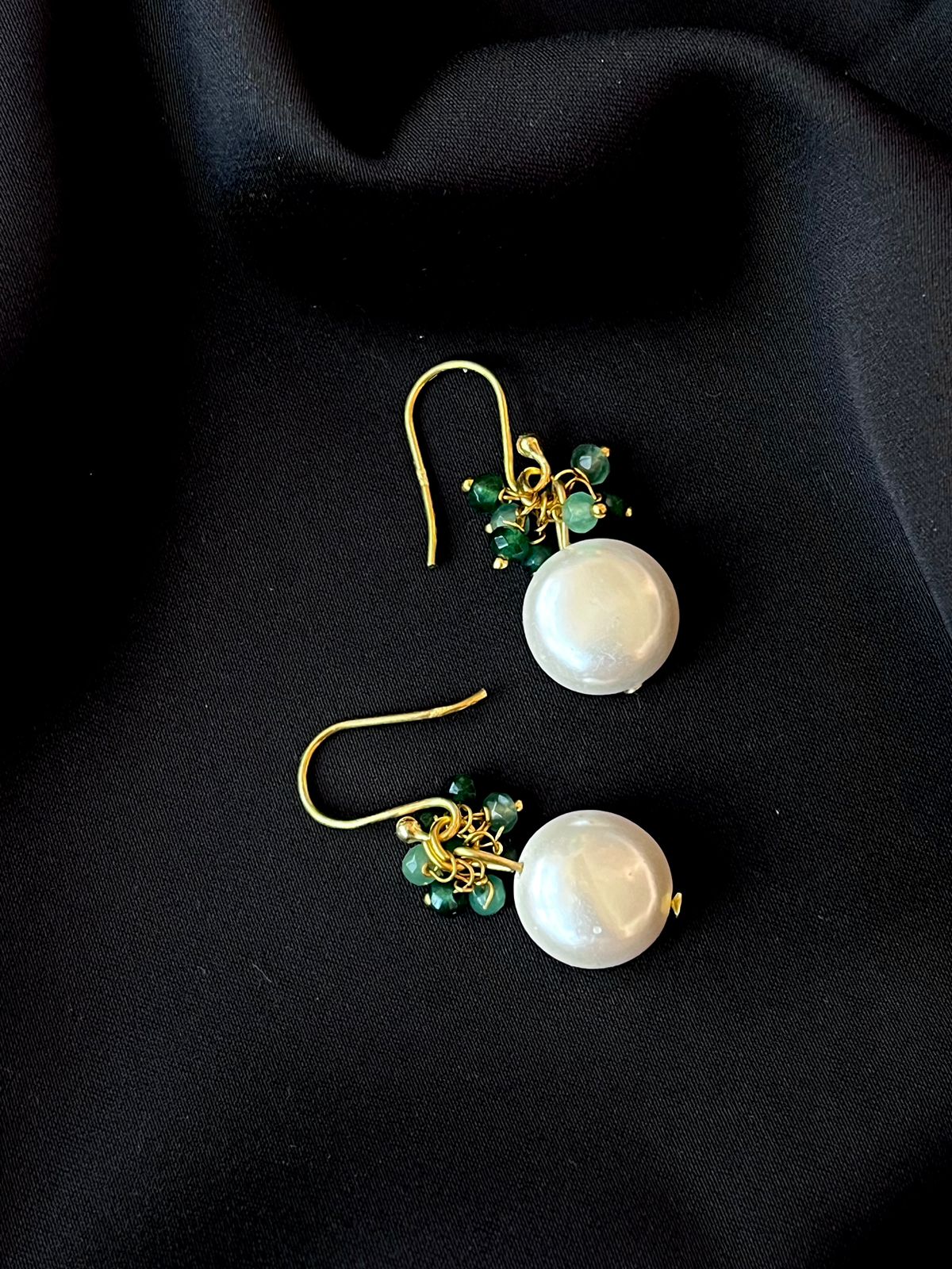 Semi Precious Pearl and Cheed 92.5 Silver with Gold Plating Earring