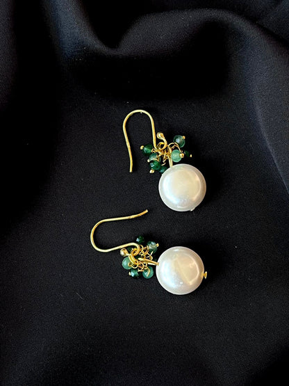 Semi Precious Pearl and Cheed 92.5 Silver with Gold Plating Earring