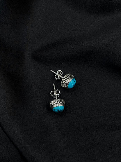 Semi Precious Stone 92.5 Silver Round Stud Earring