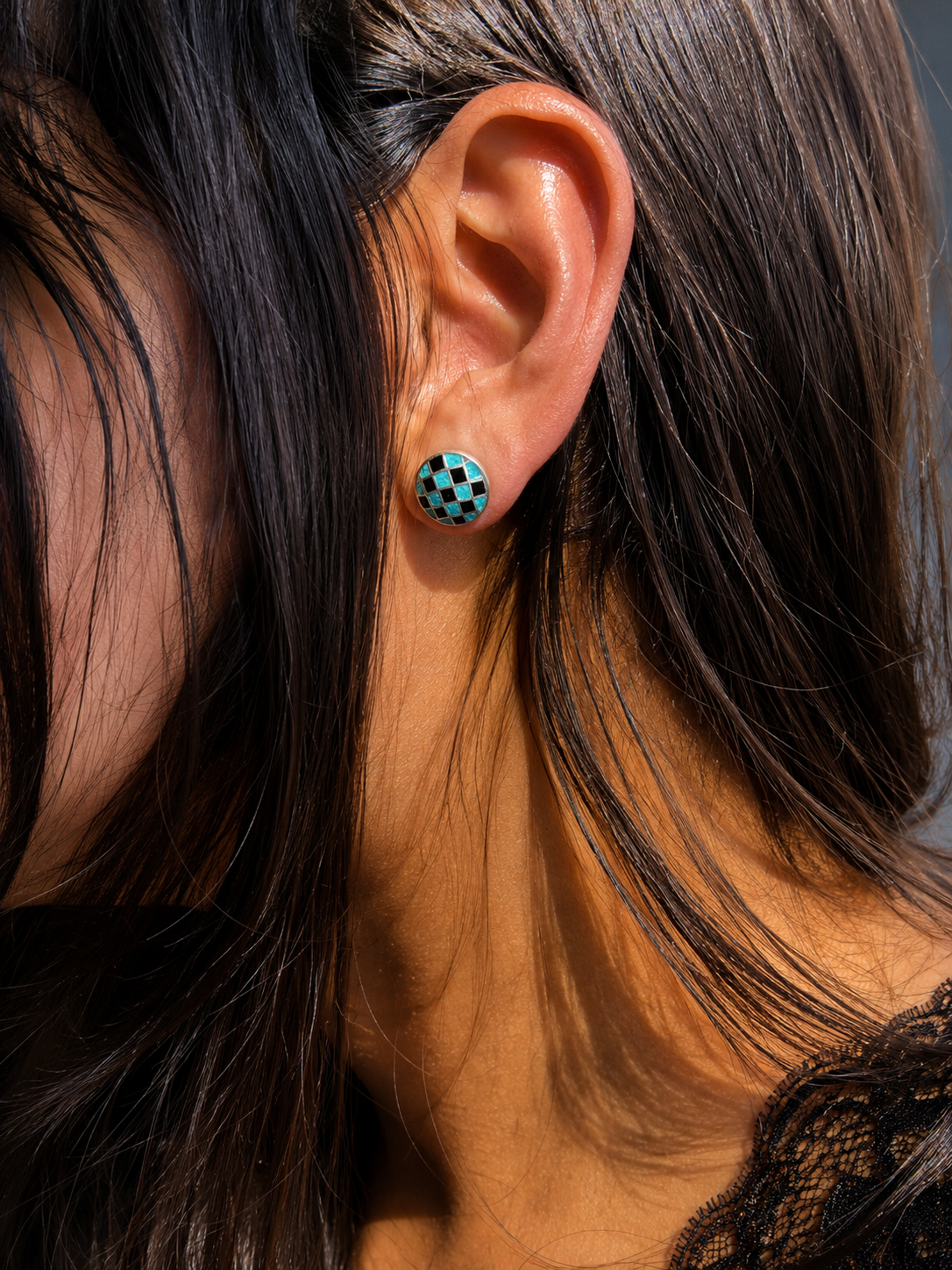 Meenakari Geometrical 92.5 Silver Stud Earring