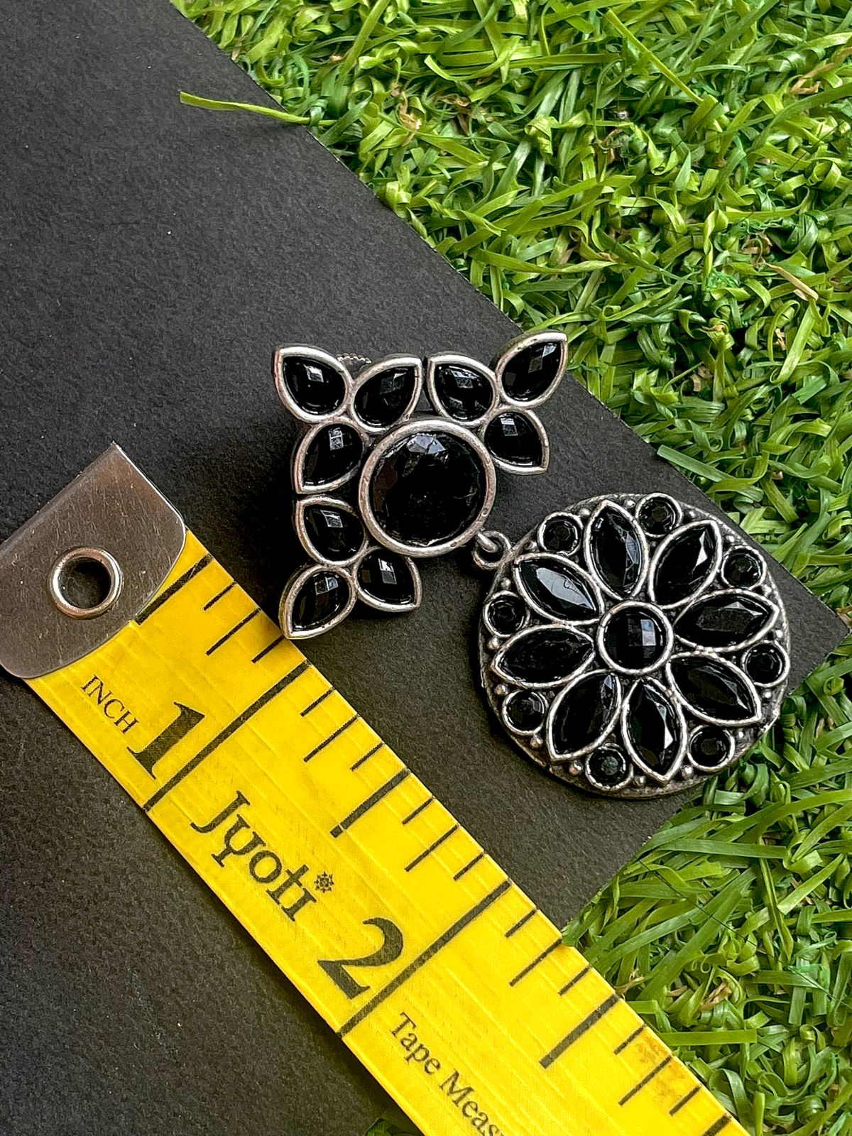 Oxidized Stone work Earring