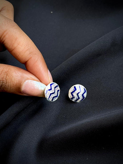 Meenakari Geometrical 92.5 Silver Stud Earring