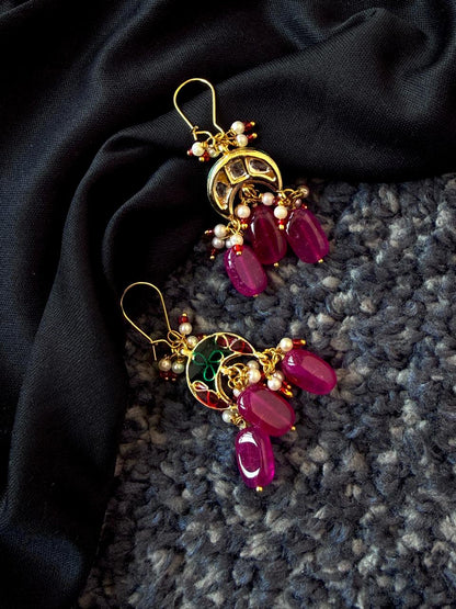Natural Stones with Kundan Earring