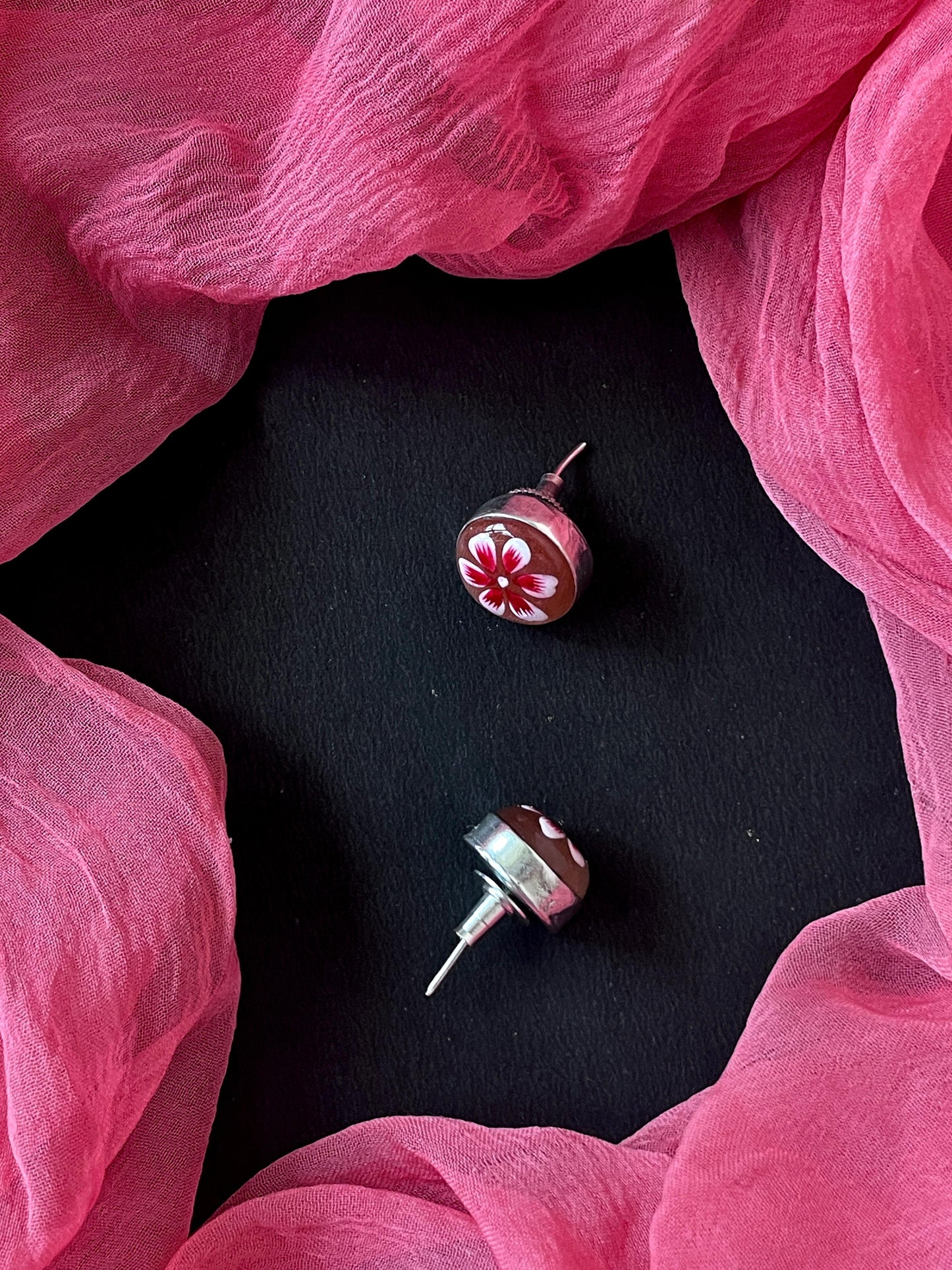 Hand Painted Monalisa Stone Stud Earring