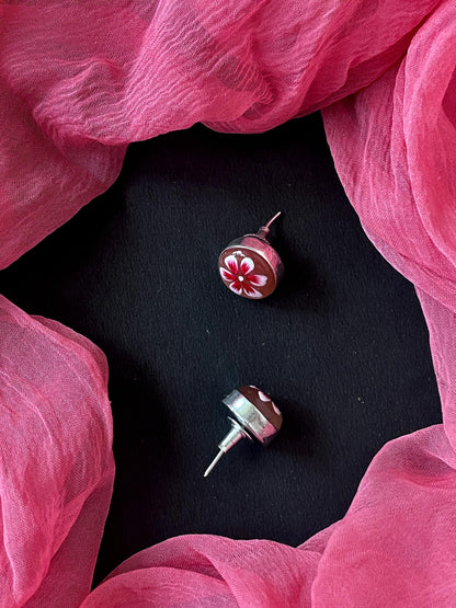 Hand Painted Monalisa Stone Stud Earring