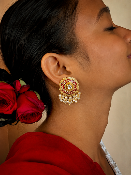 Meenakari Round Shape Stud Earring