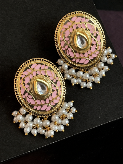 Meenakari Round Shape Stud Earring