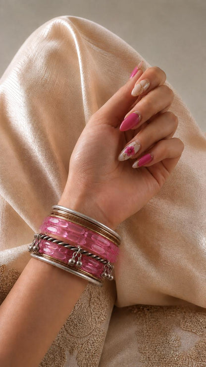 Acrylic Jelly Bangles with Metal Bangles set