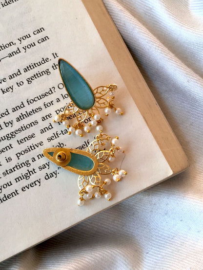 Monalisa Stone Beaded Golden Earring