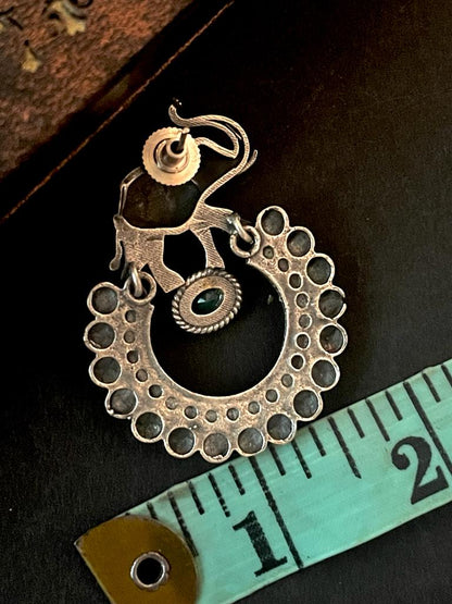 Oxidized Elephant shape Circular Stud Earring