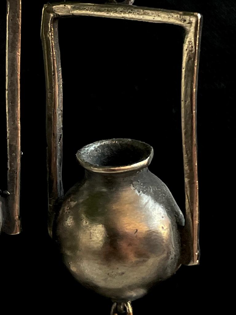 Traditional Pot shape and Dome Jhumka Oxidized Black Polish Antique Earring