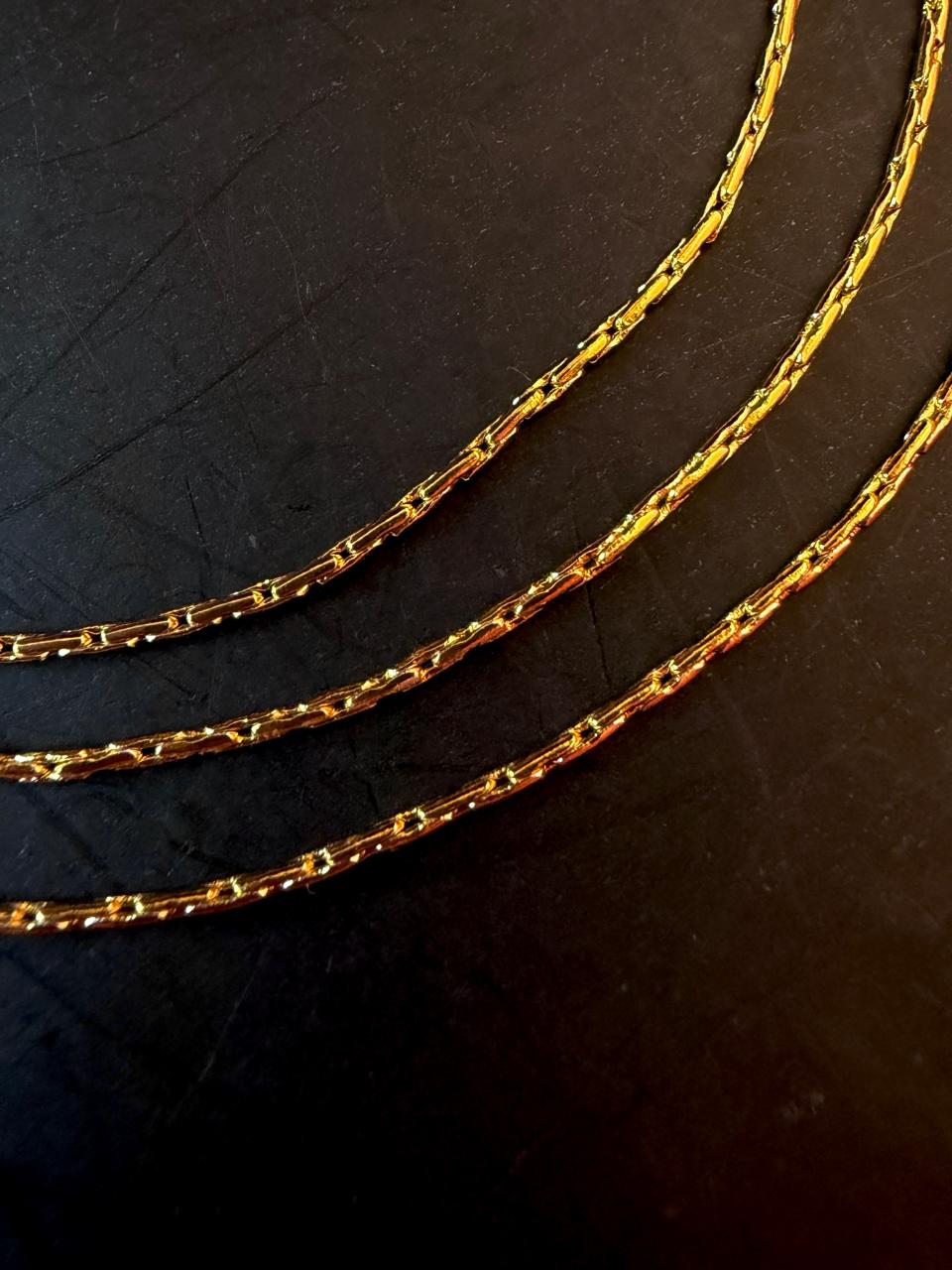 Golden Look alike Three Layred Thin Chain Necklace