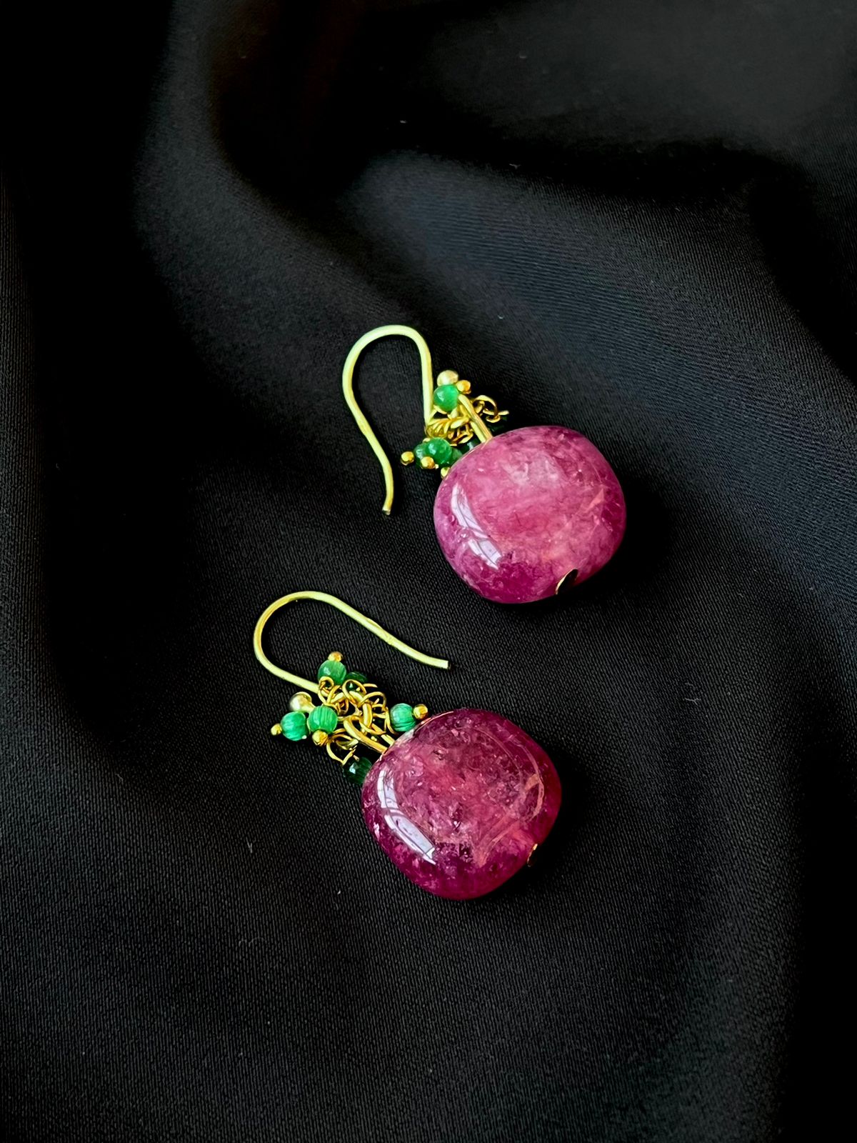 Stone Beads Gold Plated 92.5 Silver Earring