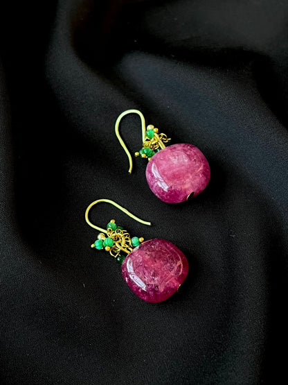 Stone Beads Gold Plated 92.5 Silver Earring