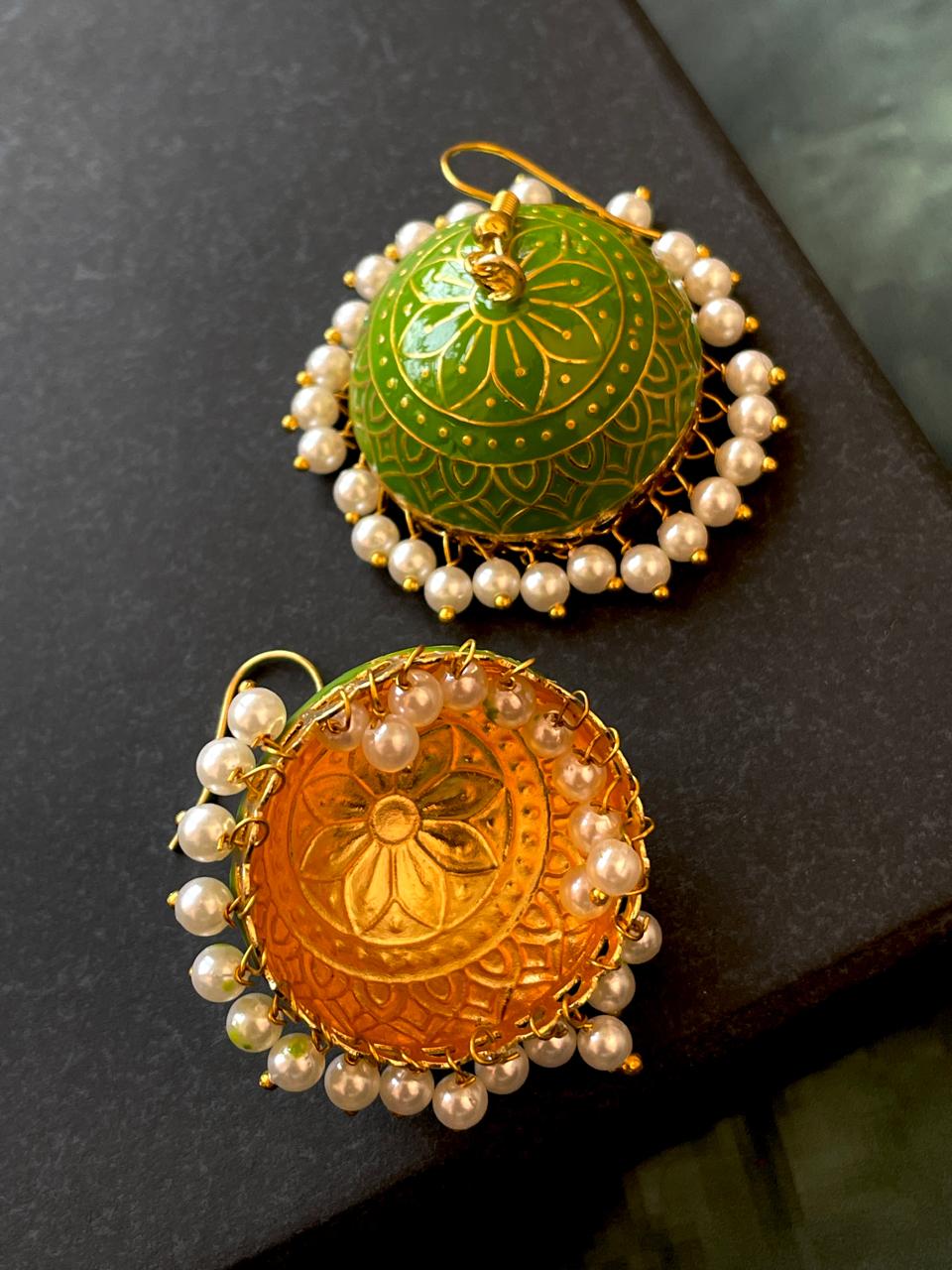 Meenakari Dome Shape Jhumka Earring