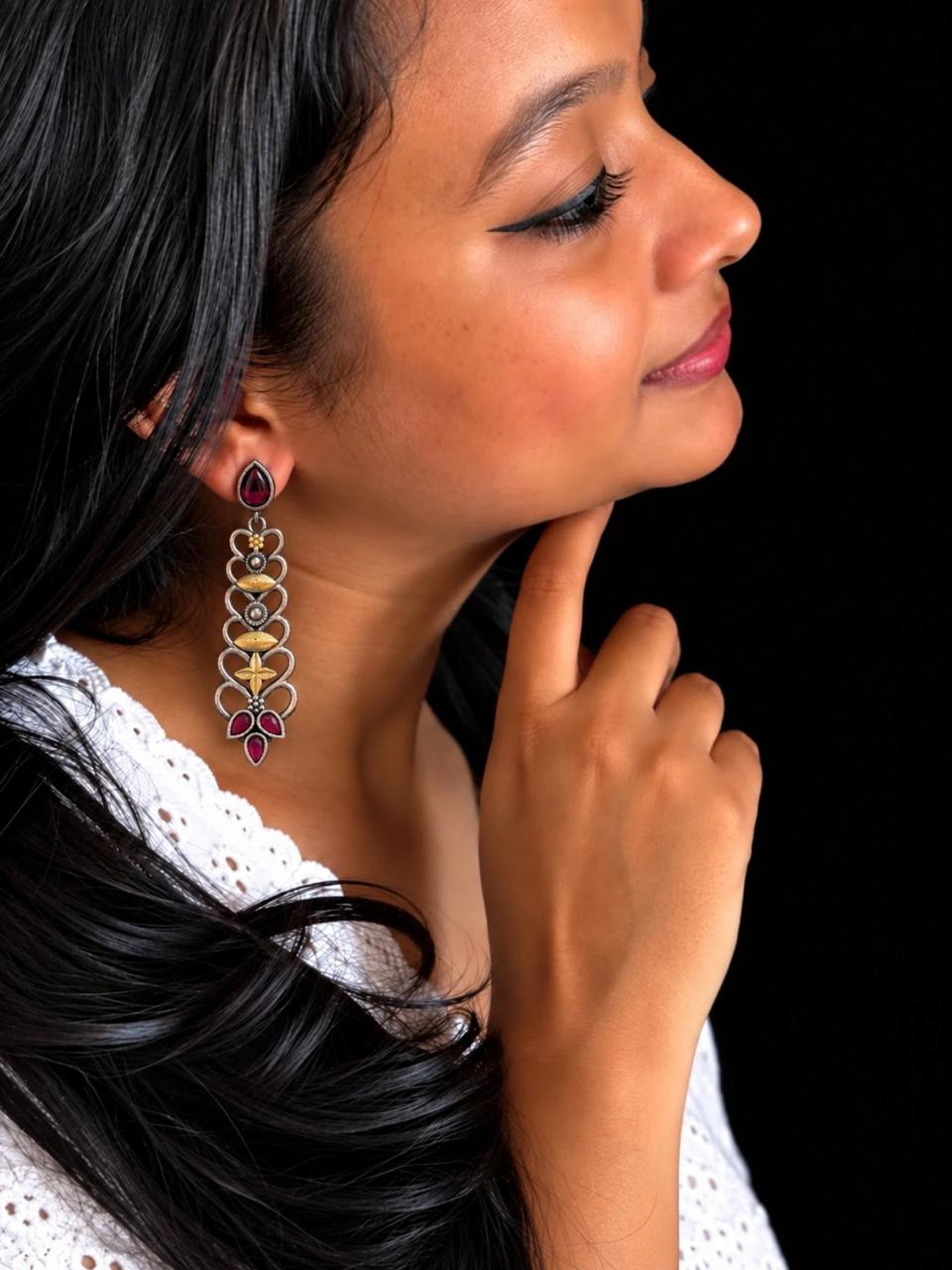 Dual Tone Oxidized Earring