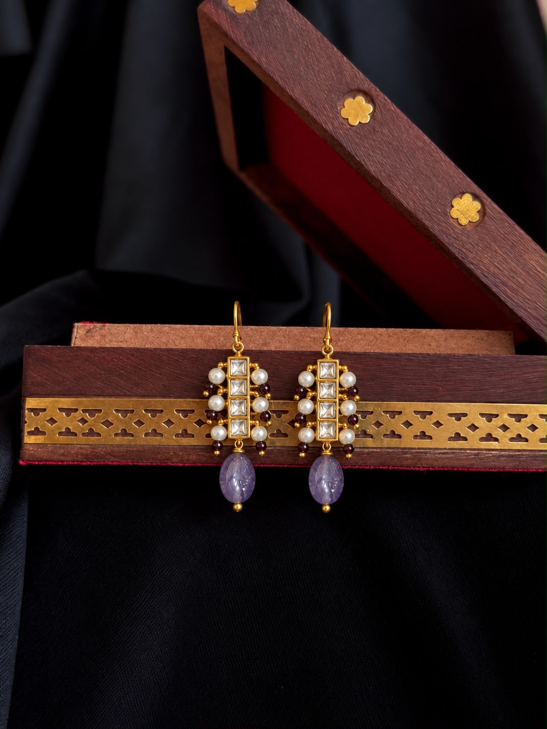 Pachi Kundan Stone Beaded Earring