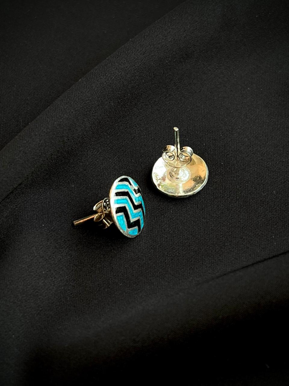 Meenakari Geometrical 92.5 Silver Stud Earring