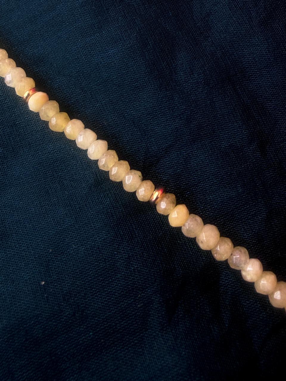 Stone Beads Golden Ring Single Layer Mala
