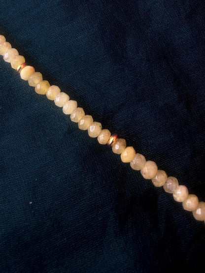 Stone Beads Golden Ring Single Layer Mala