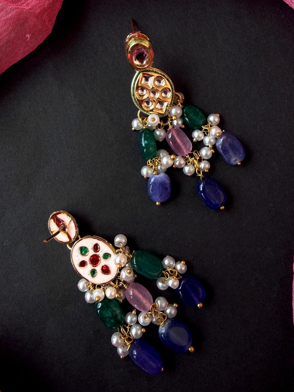 Kundan with Stone Beads Partywear Earring