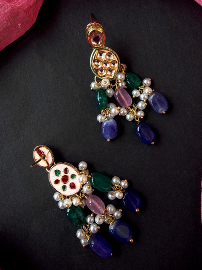 Kundan with Stone Beads Partywear Earring