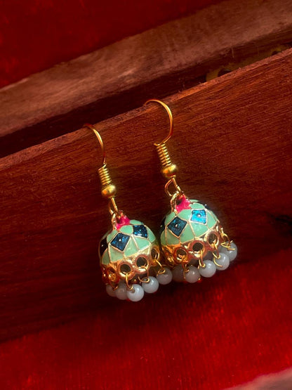 Meenakari Small Jhumki Earring (Set of 2 Pairs)