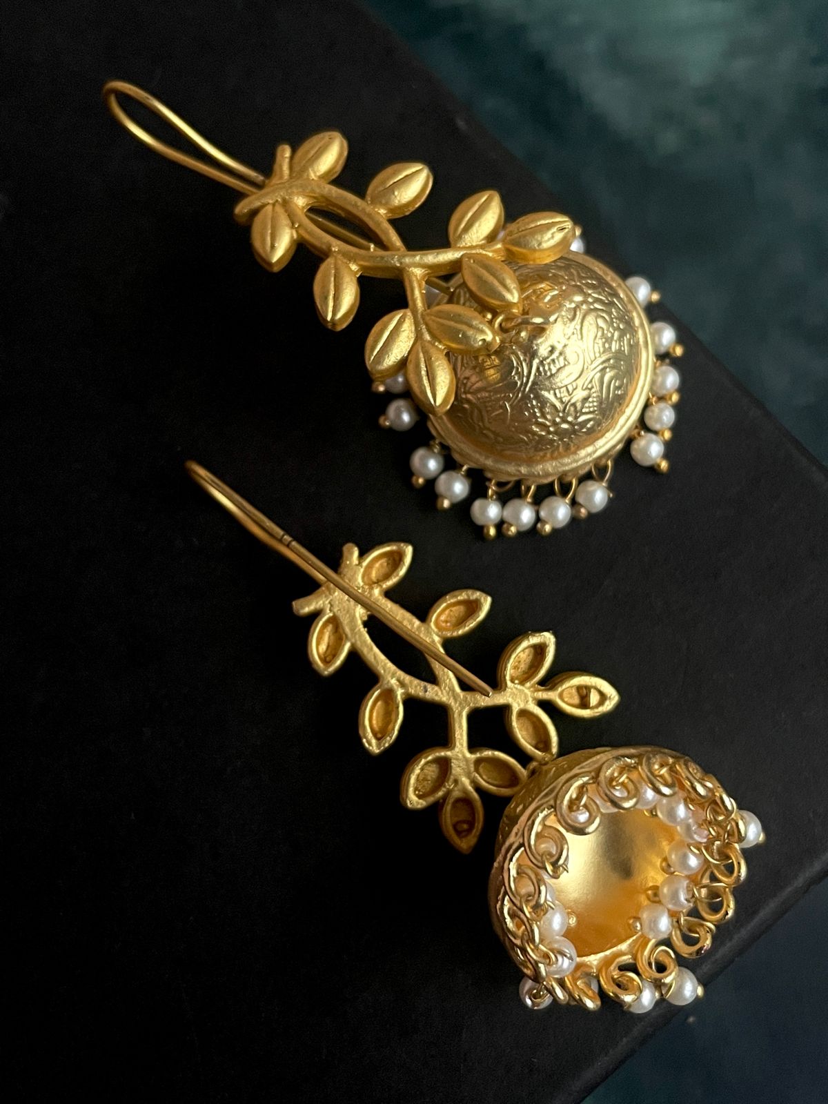 Golden Leaf Top with Golden Jhumki Earring