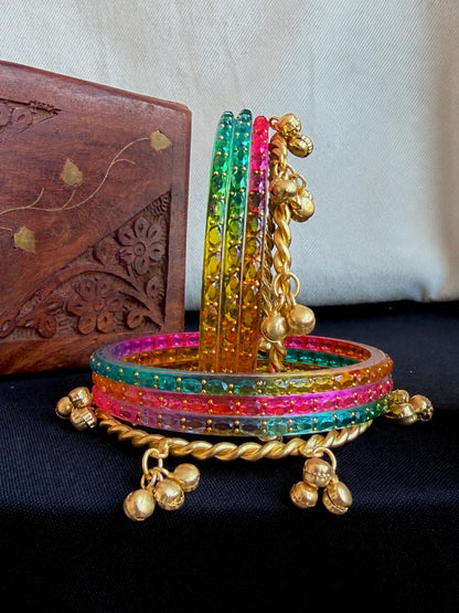 Acrylic Bangles with Metal Bangles set