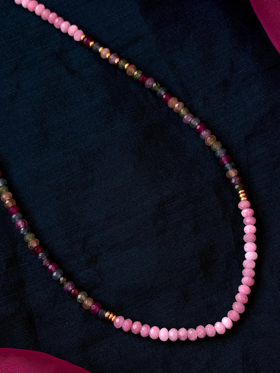 Stone Beads Golden Ring Single Layer Mala