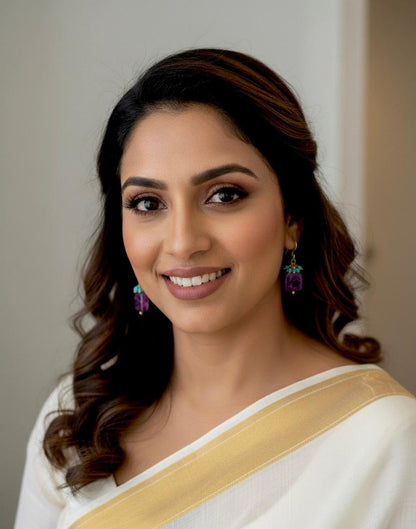 Stone Beads Gold Plated 92.5 Silver Earring