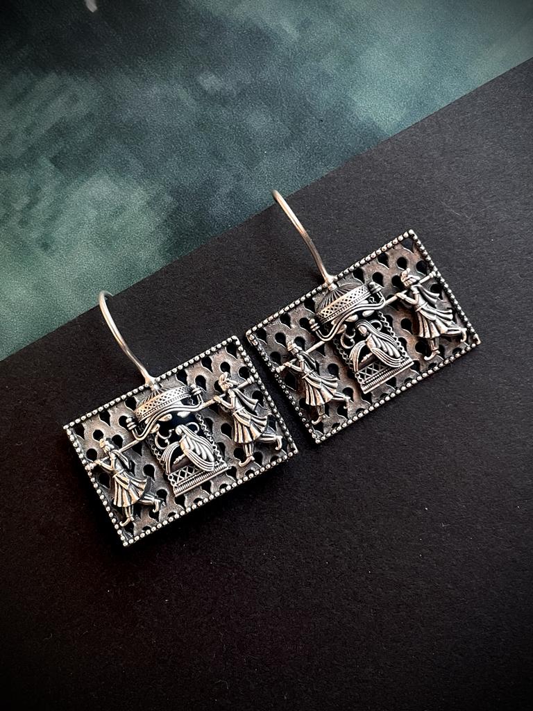 Oxidized Silver Plated Stud Earring