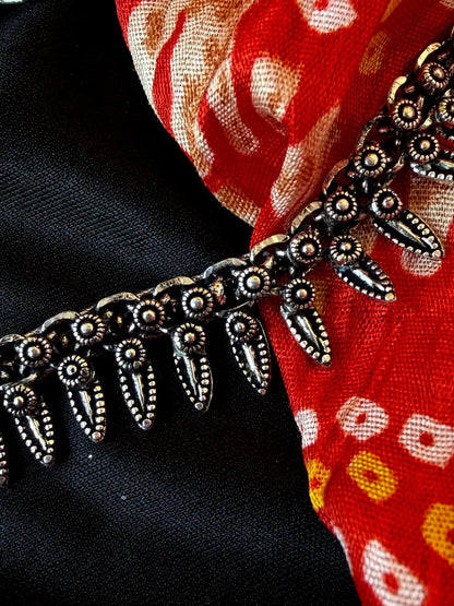 Oxidized Silver Replica Choker Necklace