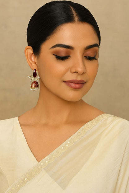 Monalisa Stone Top with Meenakari Jhumki Earring