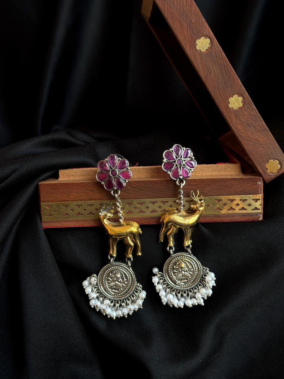 Dual Tone Deer Earring