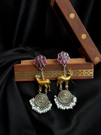Dual Tone Deer Earring