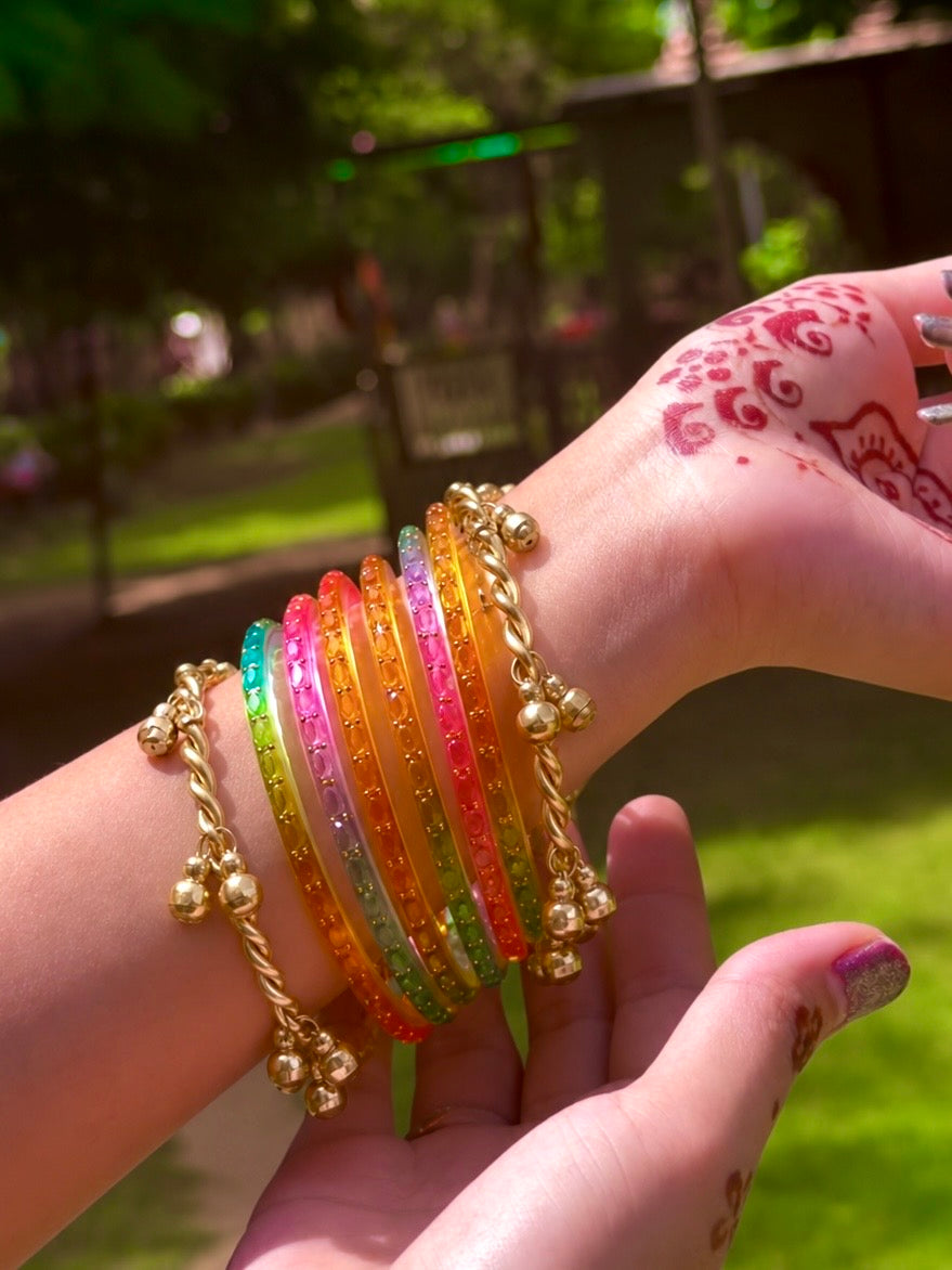 Acrylic Bangles with Metal Bangles set